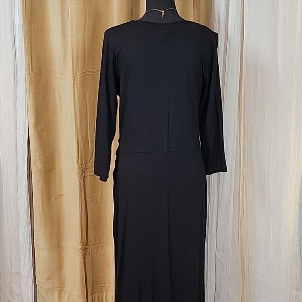 Pure Collection Black Ruched Jersey Knit Dress - Picture 2 of 16
